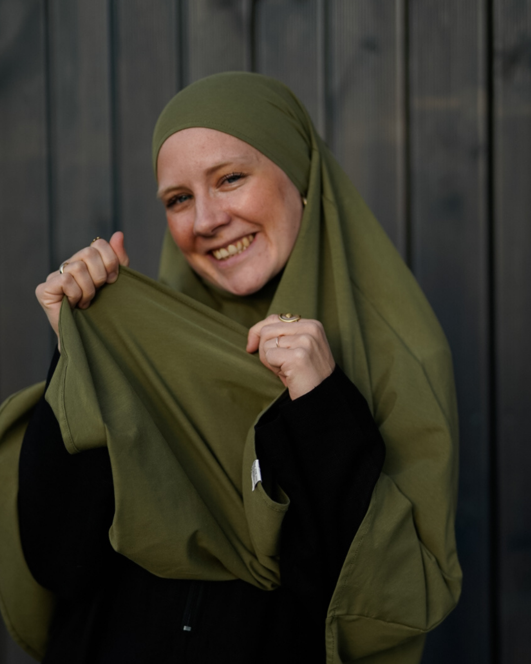 Khimar jersey made from organic cotton Olive