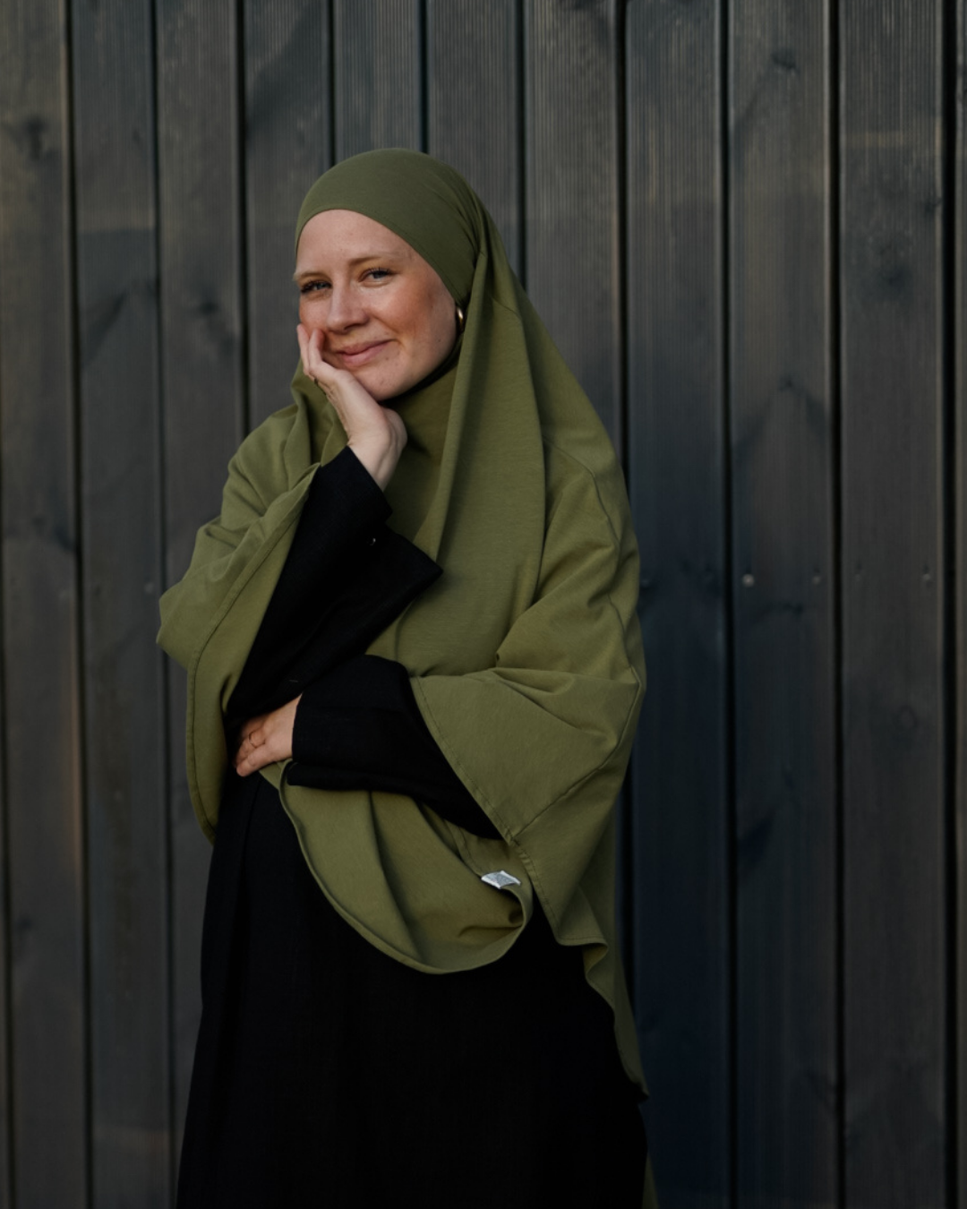 Khimar jersey made from organic cotton Olive