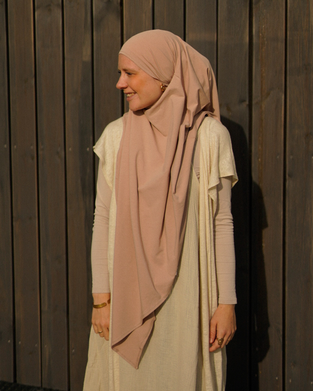 Khimar jersey made from organic cotton Light Taupe