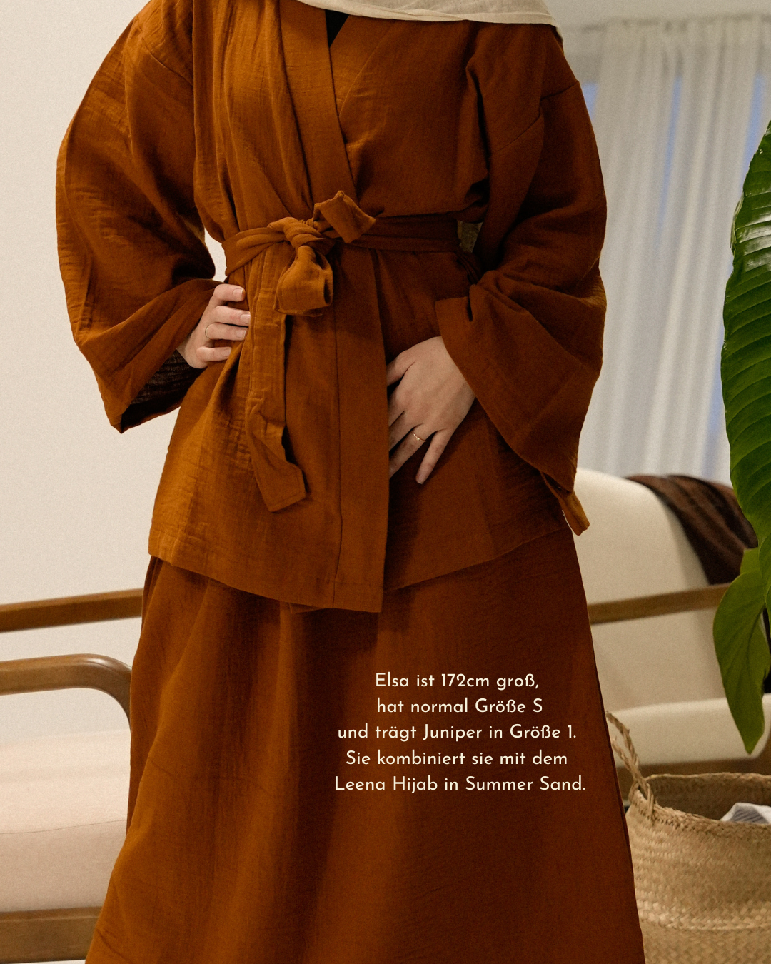 Muslin two-piece set "Juniper" made from organic cotton (caramel)