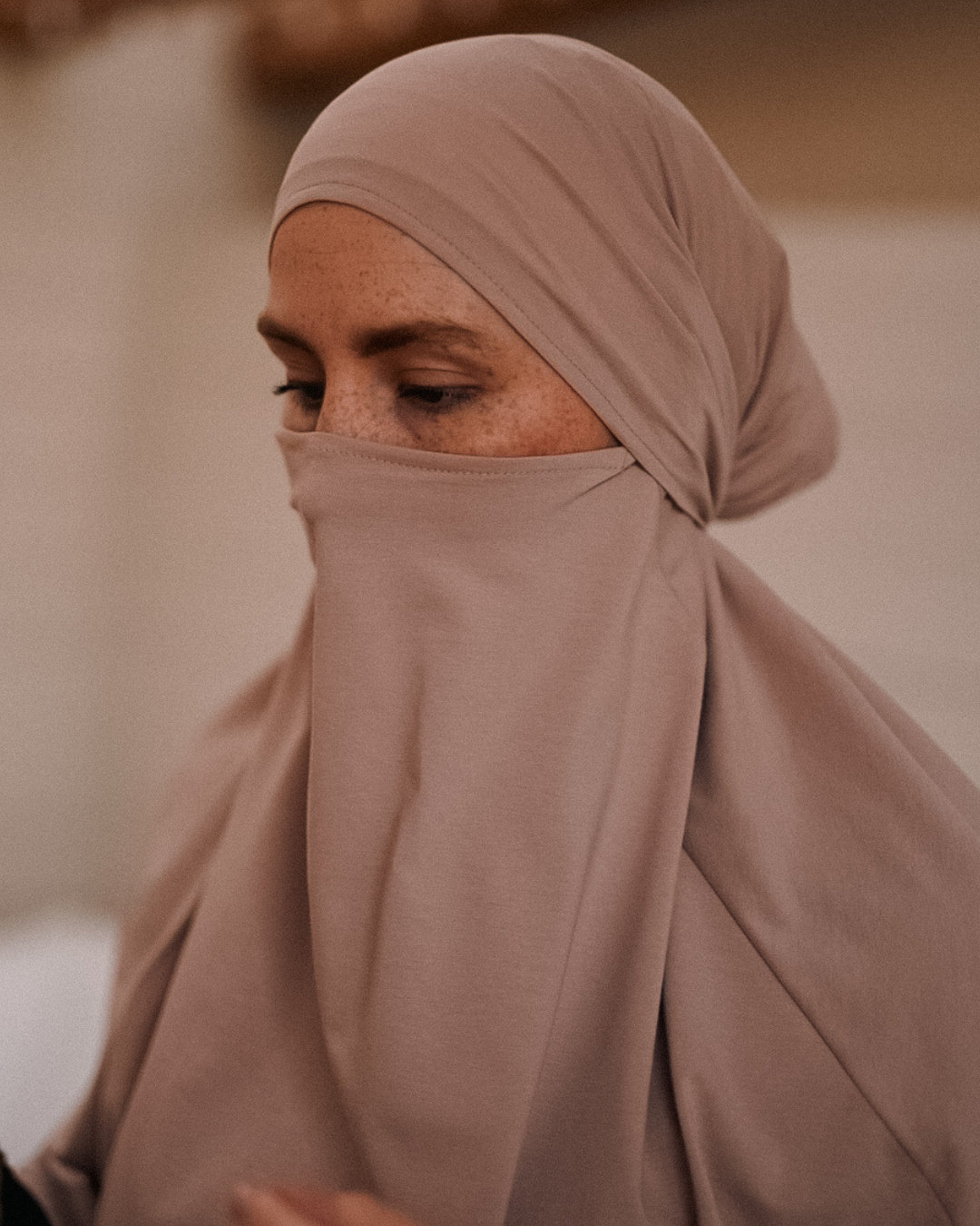 Khimar jersey made from organic cotton Light Taupe