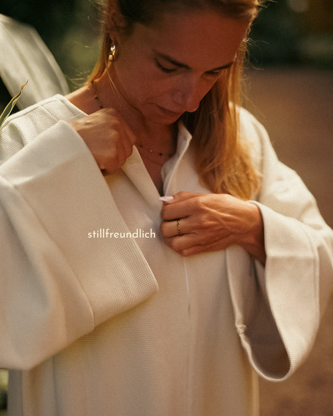 Warm "Laila" abaya made from organic cotton (marzipan)