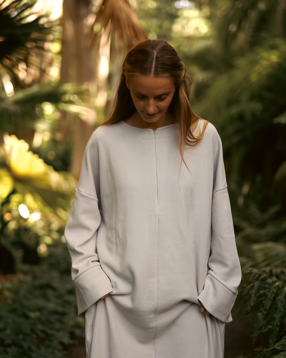 Warm "Laila" abaya made from organic cotton (Silver Grey)