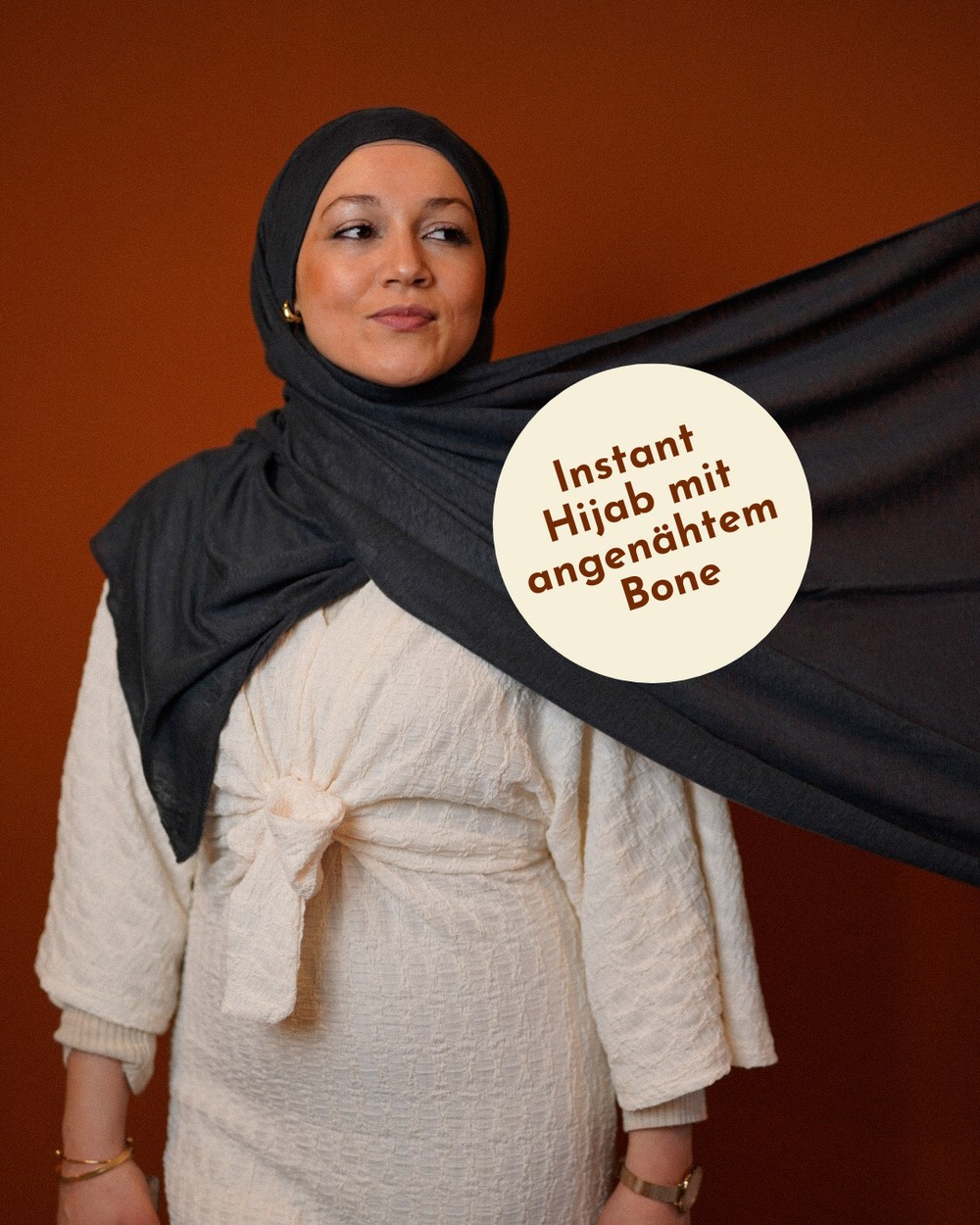 Instant Hijab "Leena" - 100% Linen - Stone
