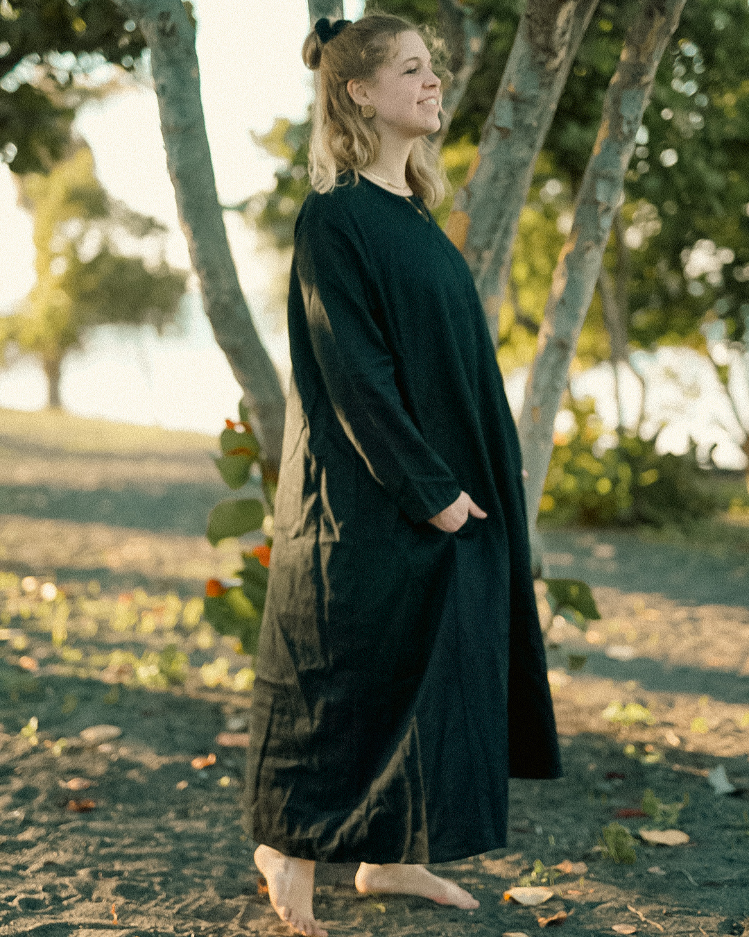 Linen & cotton tunic dress "Amba" (Volcanic Sand)