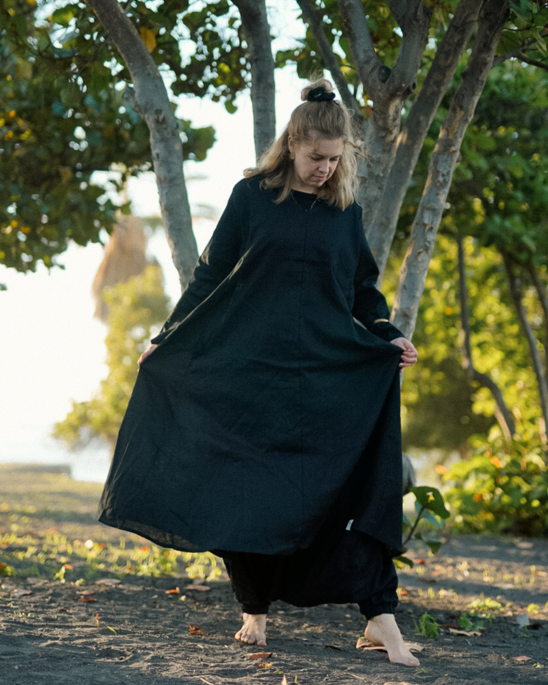 Linen & cotton tunic dress "Amba" (Volcanic Sand)