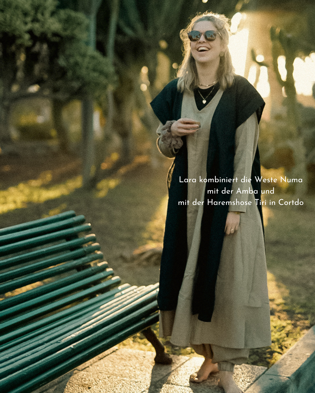 Linen & cotton slip-on vest "Numa" (Volcanic Sand)