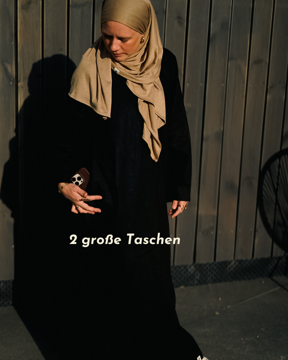 Linen abaya "Alma" with cotton - black