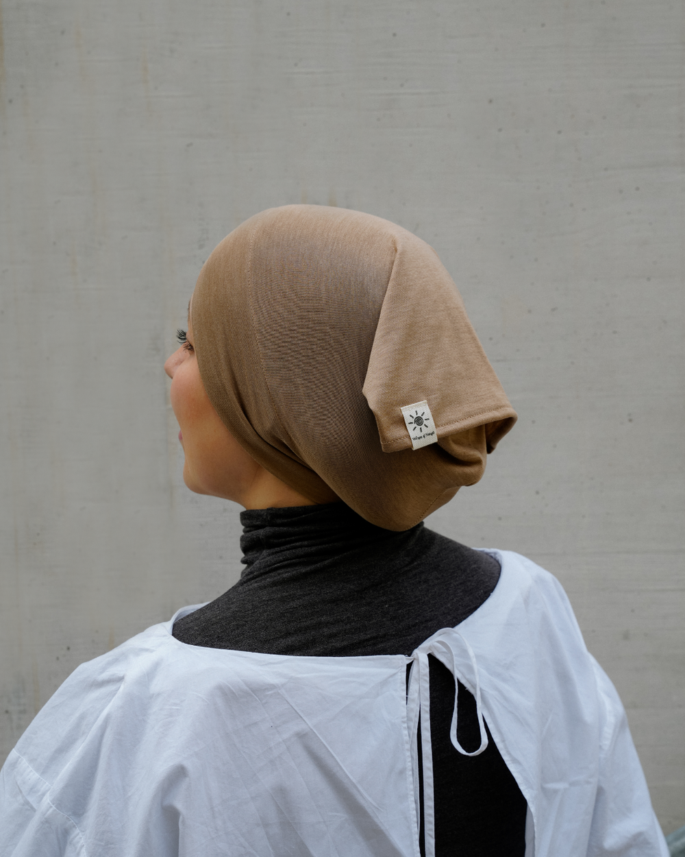 "Mariposa" (beige) silk and organic cotton tube bonnet