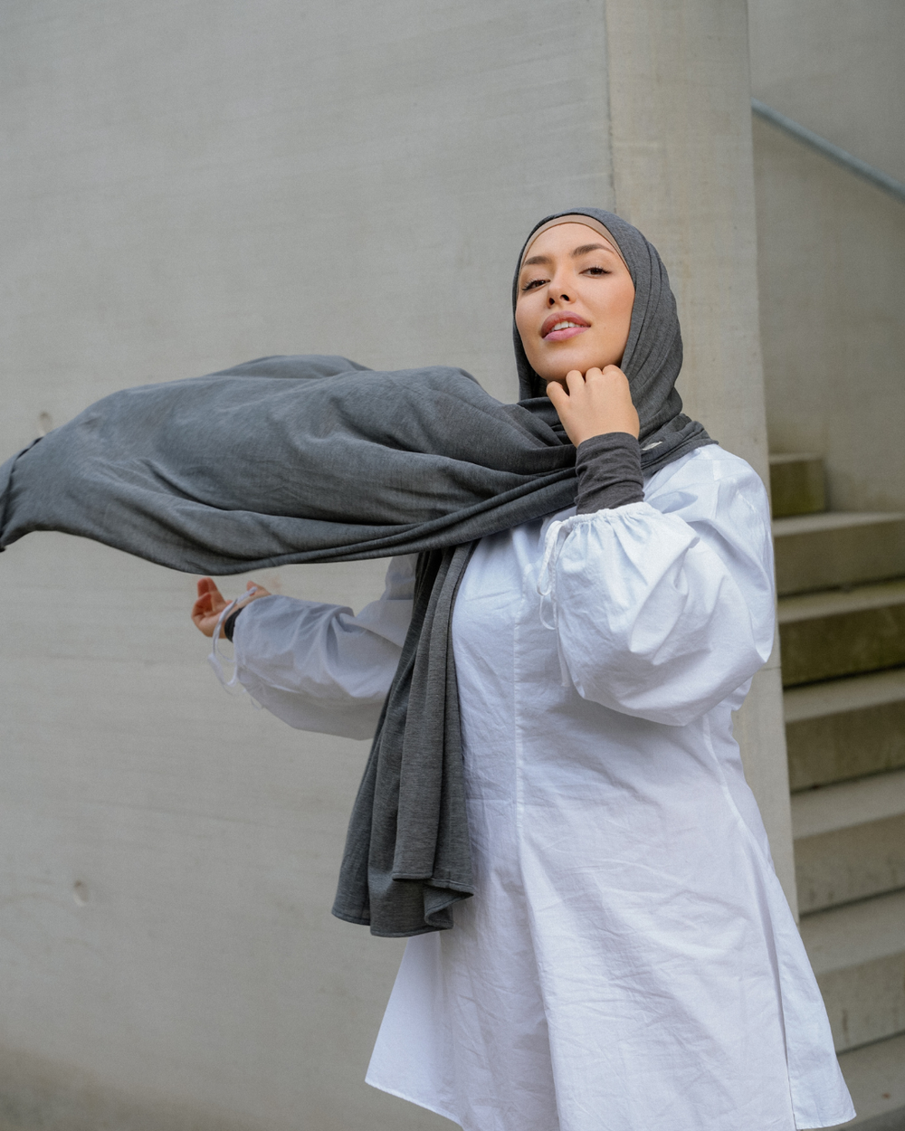 "Mariposa" XXL in silk and organic cotton (Grey Melange)