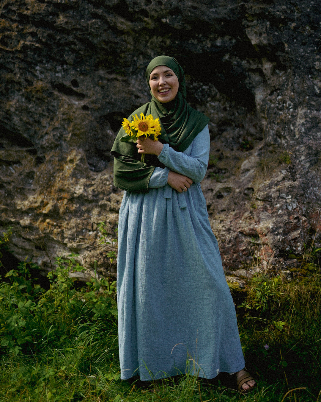 Cotton Abaya "Maya" made of cotton (Elsa Blue)