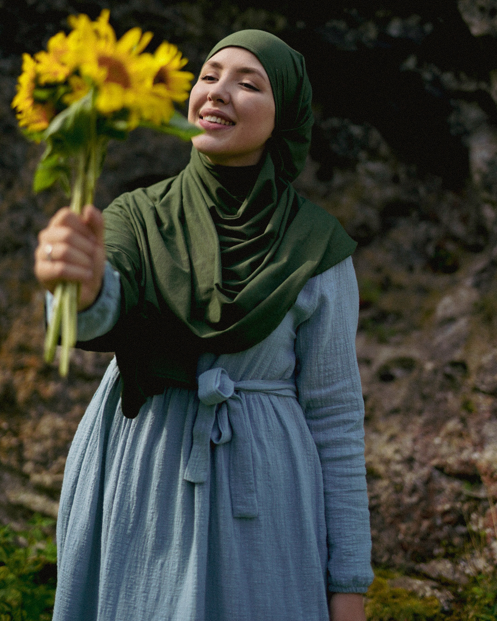 Cotton Abaya "Maya" made of cotton (Elsa Blue)