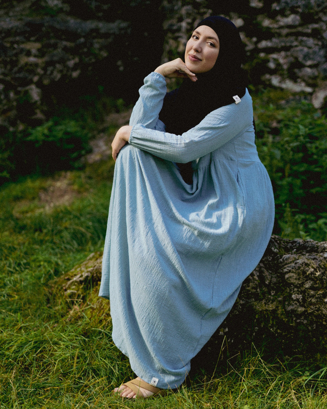 Cotton Abaya "Maya" made of cotton (Elsa Blue)