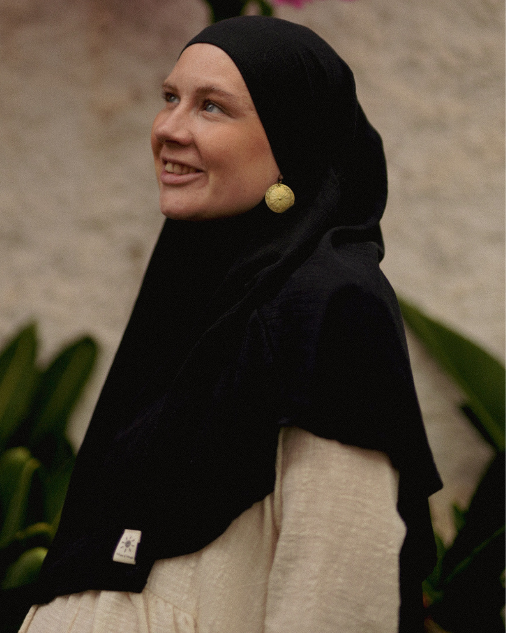 Mini Khimar Sandy in viscose and linen (Black)