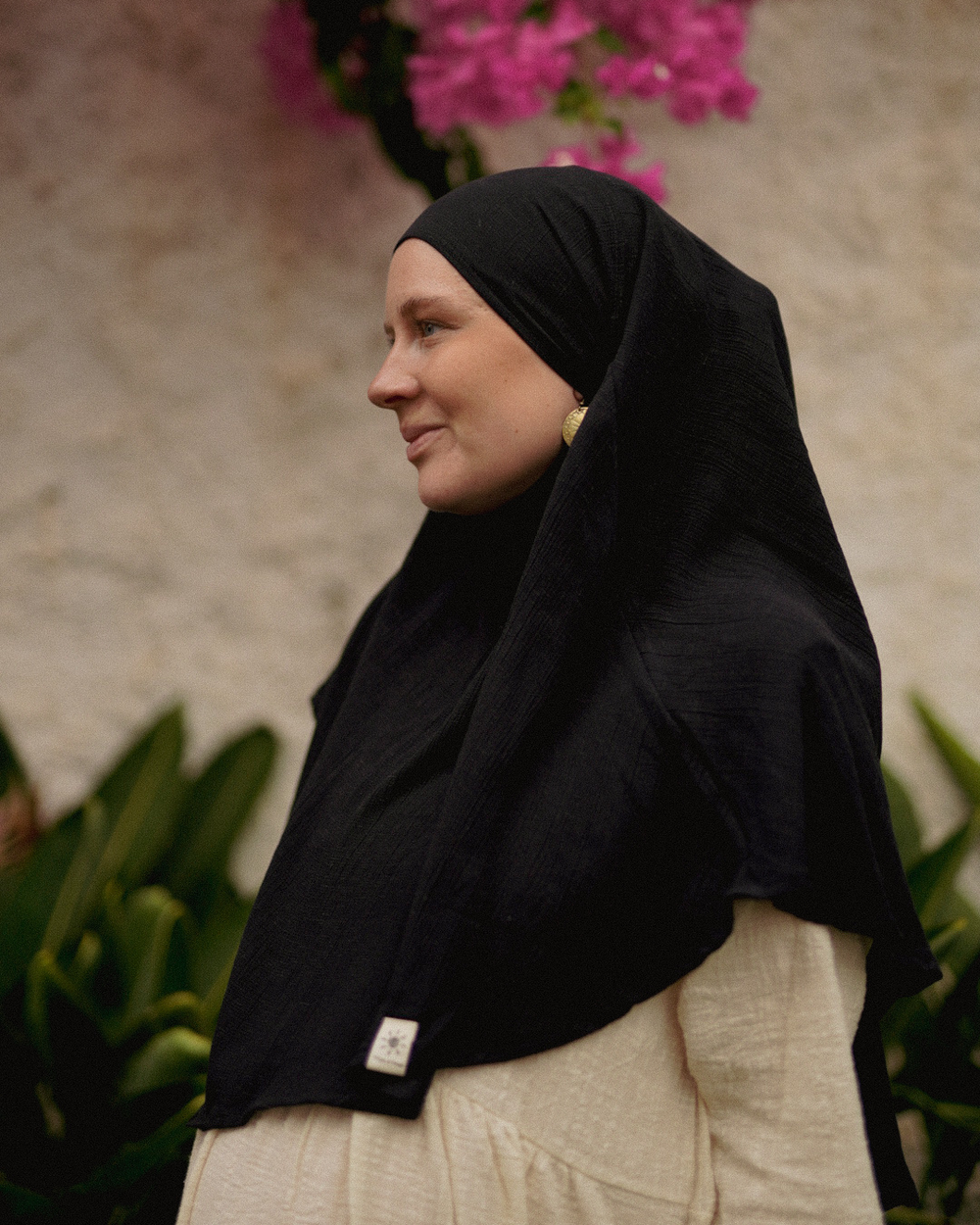 Mini Khimar Sandy in viscose and linen (Black)