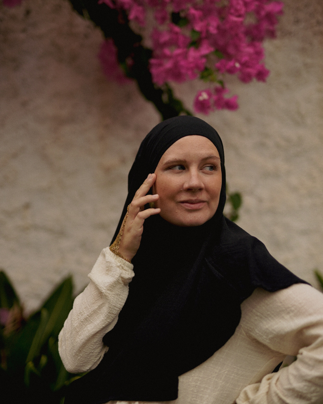 Mini Khimar Sandy in viscose and linen (Black)