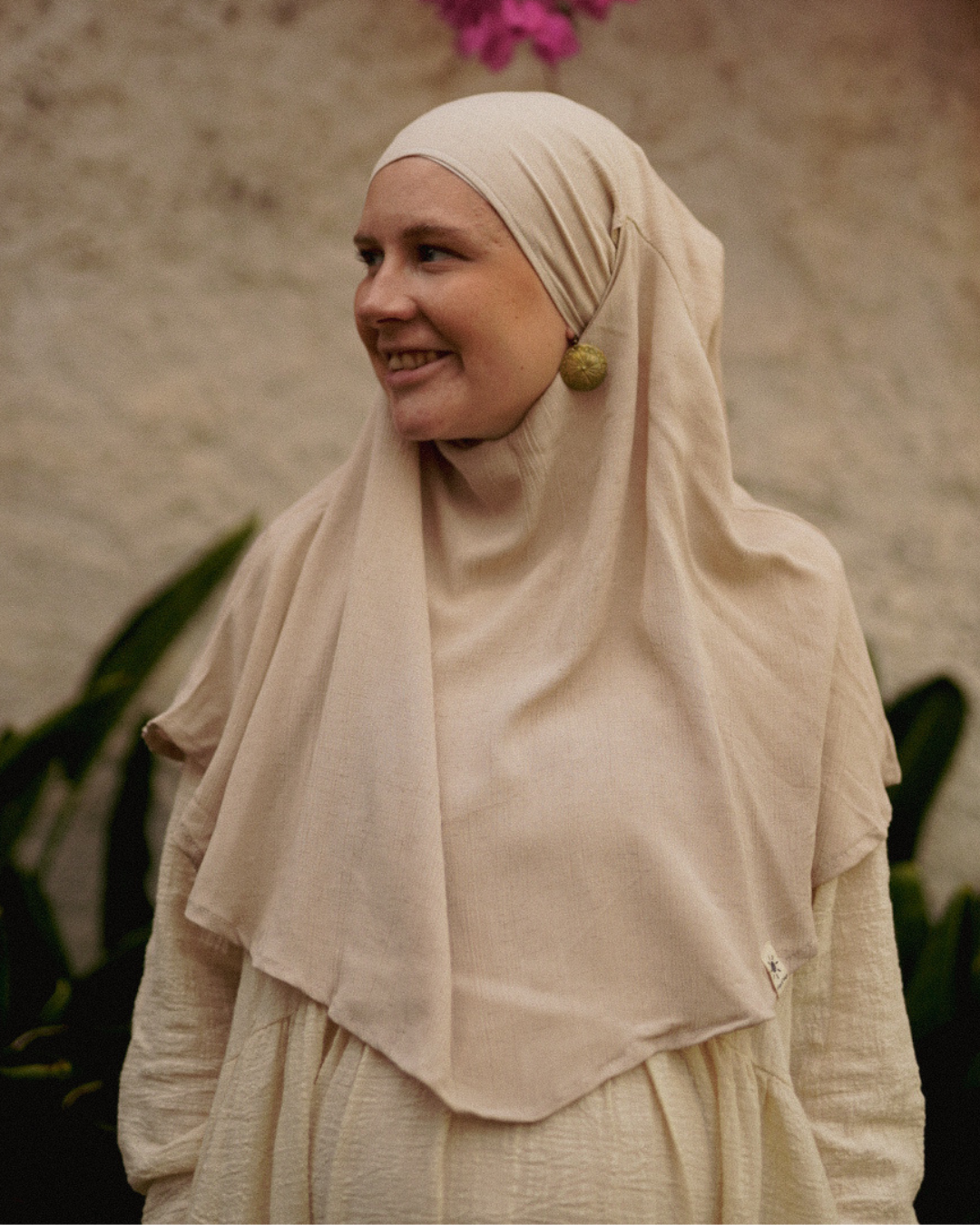 Mini Khimar Sandy in viscose and linen (Linen Beige)