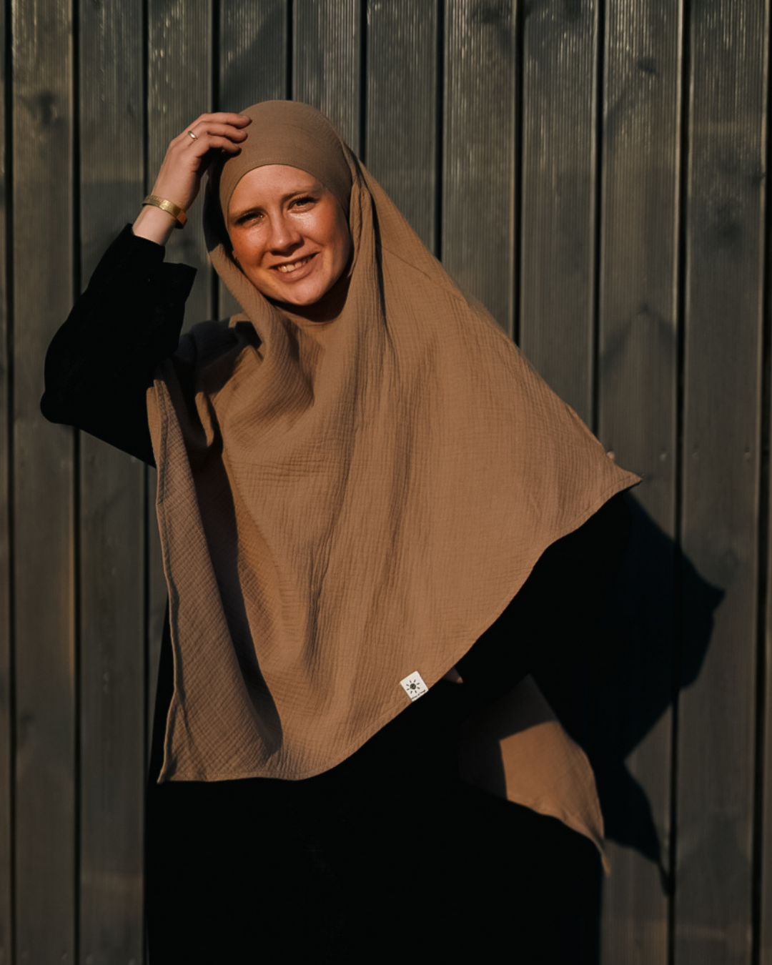 Muslin Khimar made from organic cotton Taupe