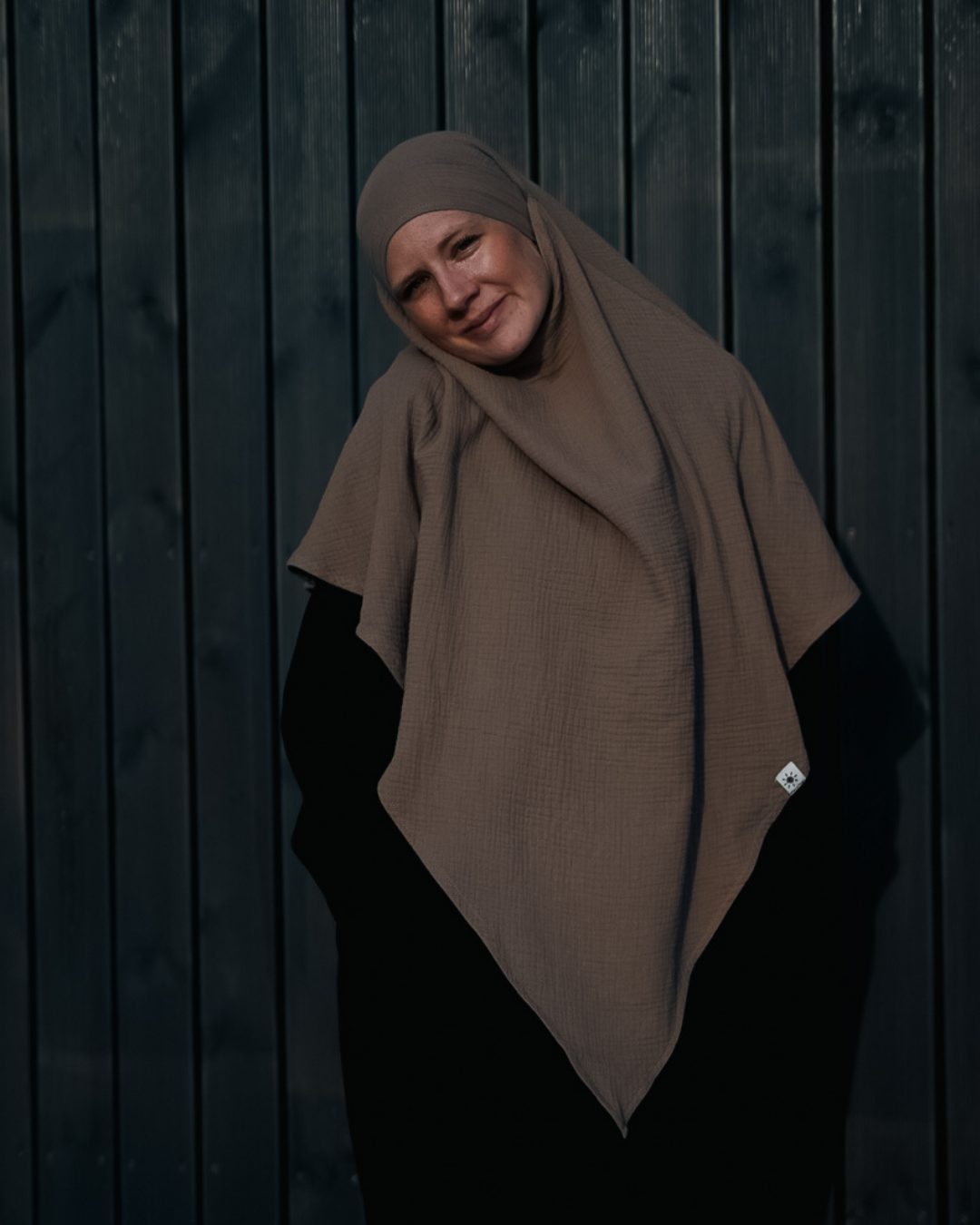 Muslin Khimar made from organic cotton Taupe