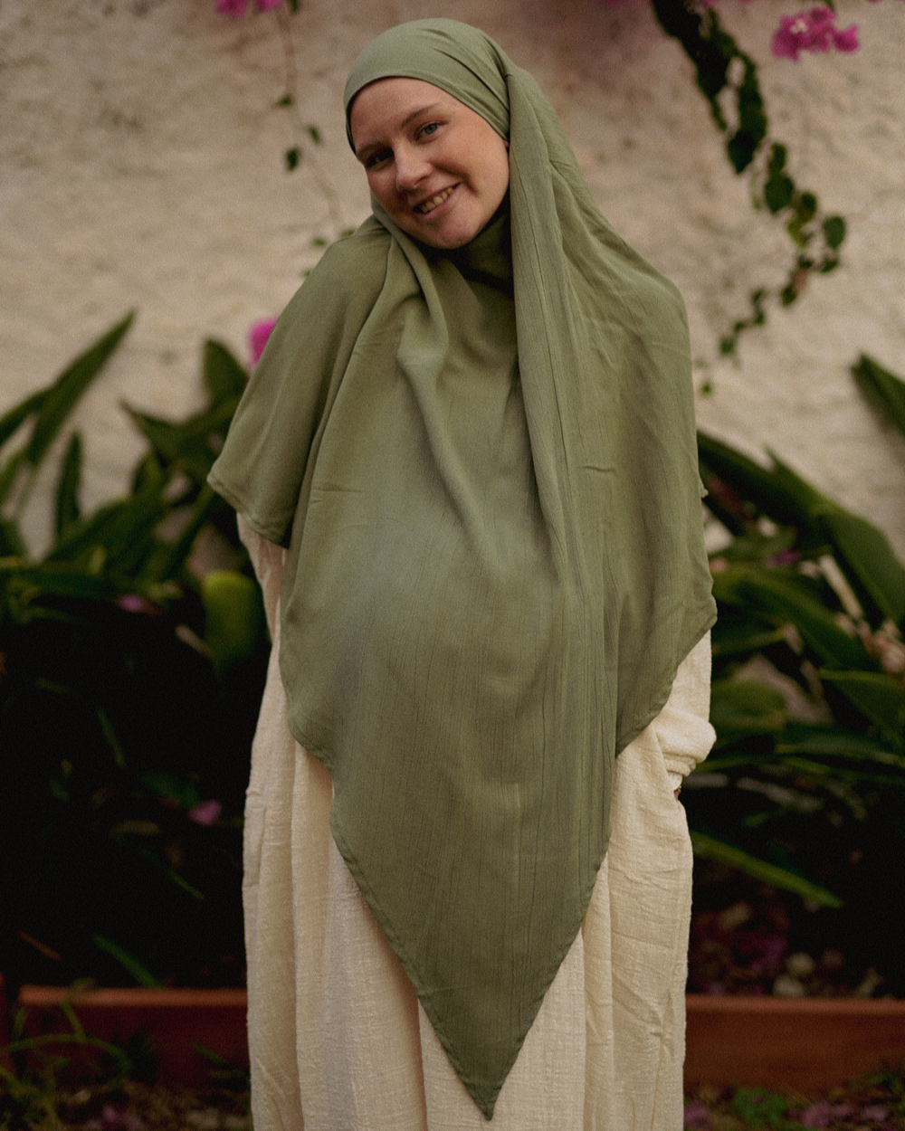 Khimar Sandy in viscose and linen (Forest Green)