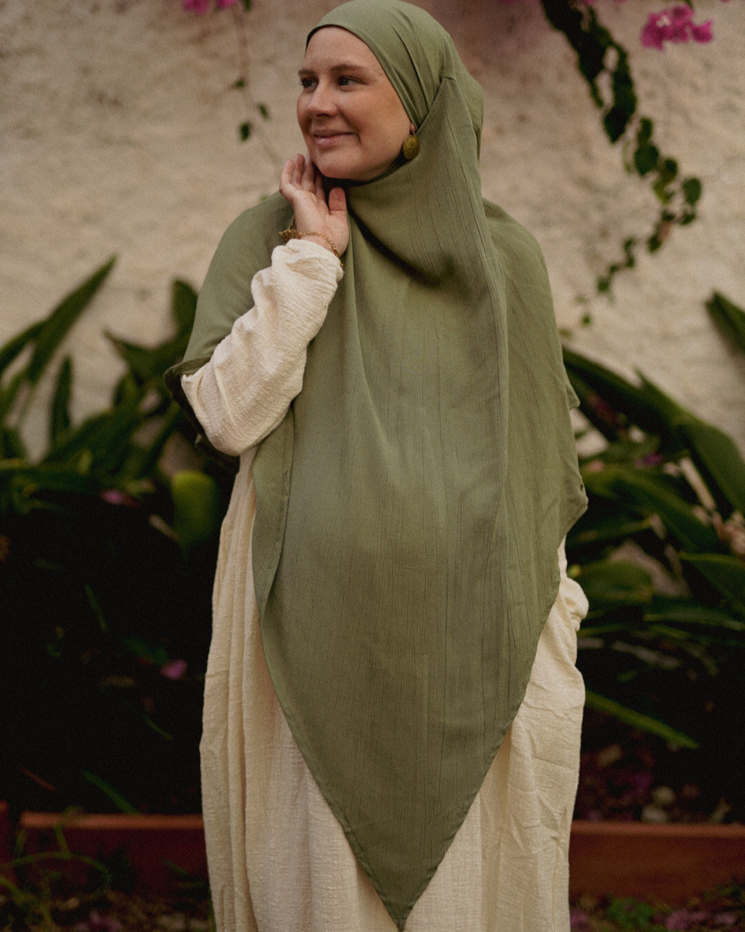 Khimar Sandy in viscose and linen (Forest Green)