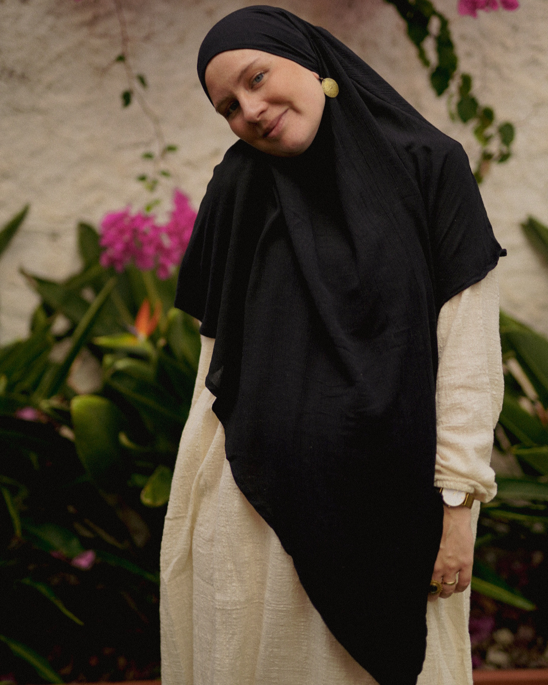 Khimar Sandy in viscose and linen (Black)
