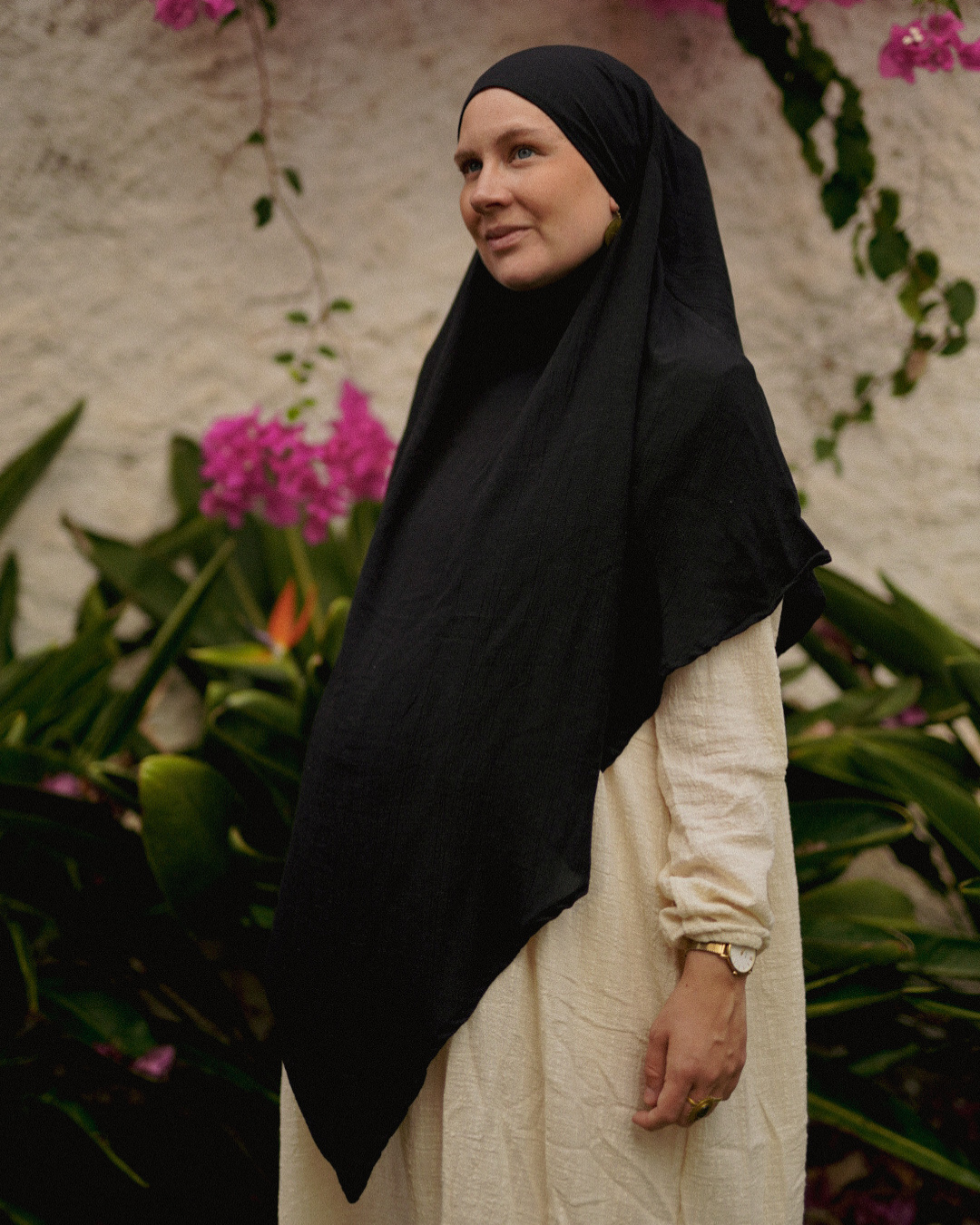 Khimar Sandy in viscose and linen (Black)