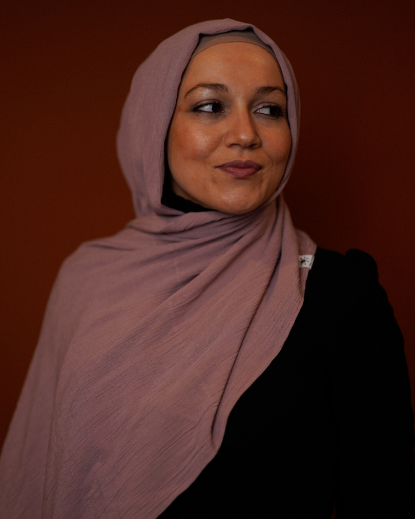 Crinkle chiffon hijab "Sandy" made of viscose and linen (Lilac)